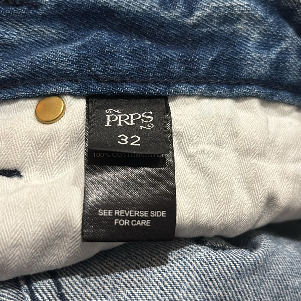 PRPS JEANS Le Sabre distressed cropped jeans men’s size 32  / unisex 100% Cotton - Picture 14 of 16